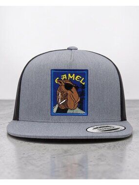 Camel Tobacco Logo YP Classics 6006 Flat Bill Trucker Mesh Back Snapback grey/bl
